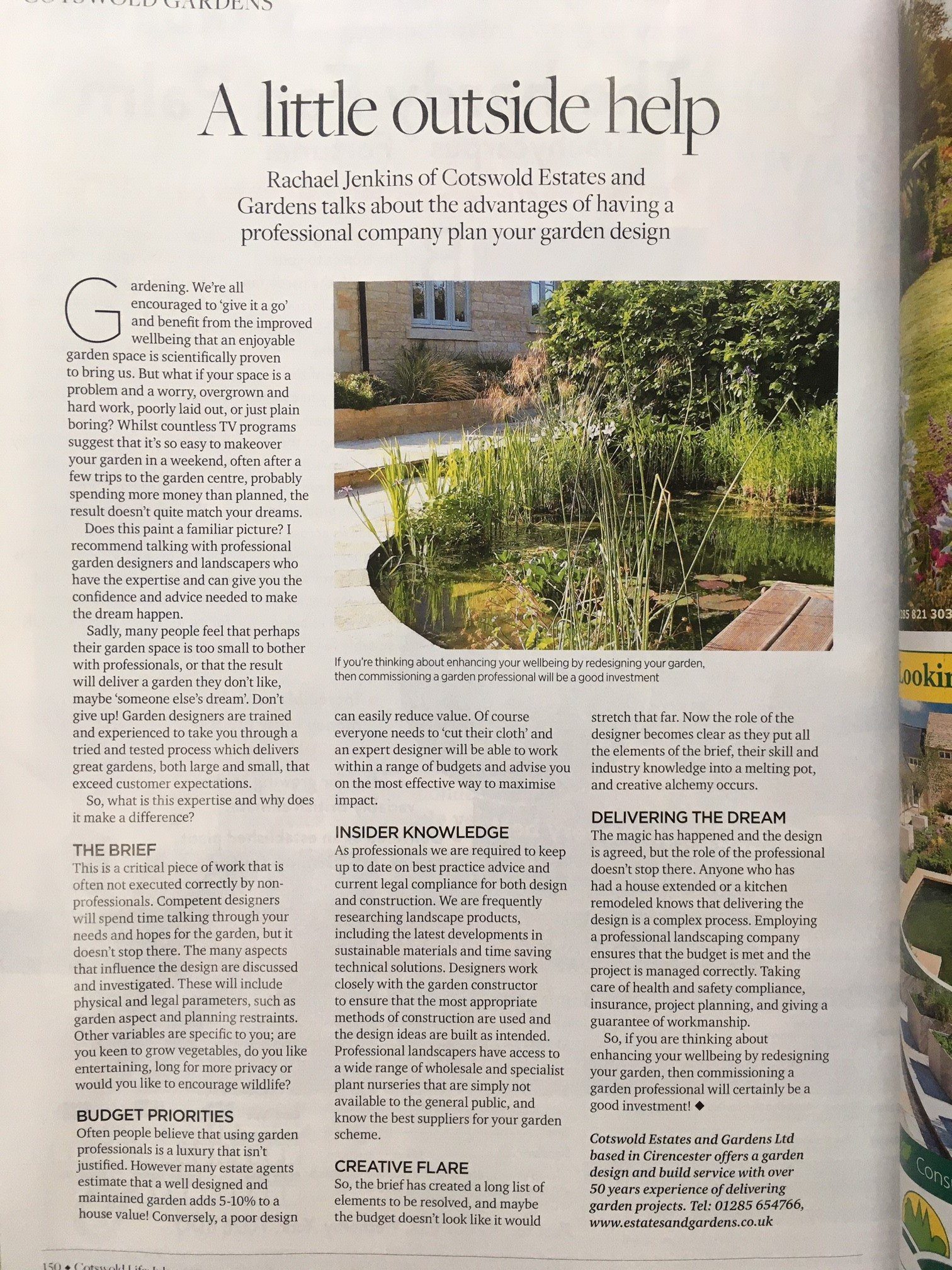 A little Outside help magazine article subject using a garden deisgner