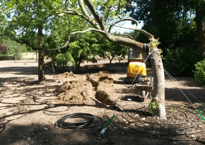 Irrigation system installation for project 7365 in Bibury by Cotswold Estates and Gardens.