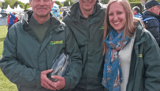 Peter and Joe Swift at the Malvern Spring Show, celebrating the garden design by Cotswold Estates and Gardens.