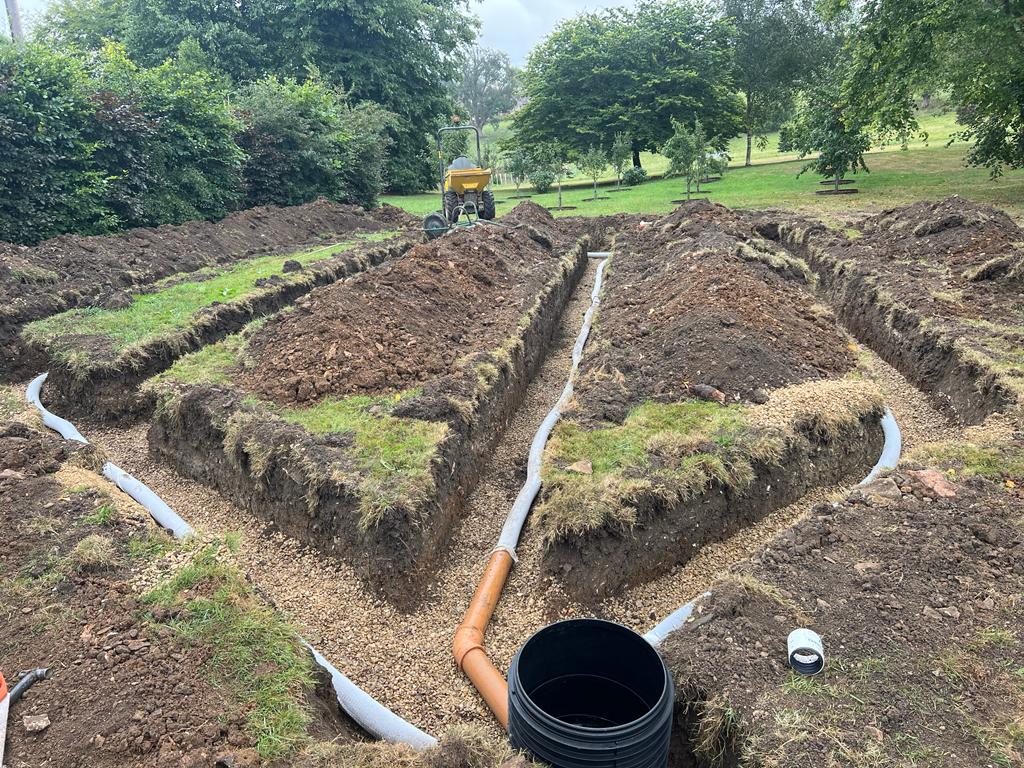 A treated effluent drainage field, part of project 7727 by Cotswold Estates and Gardens.