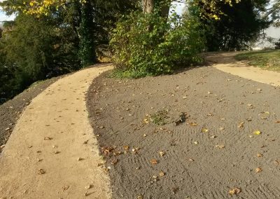 A detailed view of the technical project at Marlborough Mound, showcasing intricate landscaping and structural work.